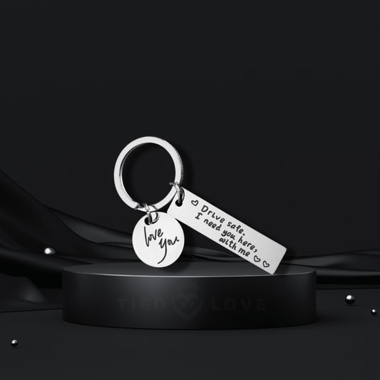 Drive Safe I Need You Here With Me Keyring Heart Charm Keychain New Driver