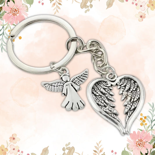 Guardian Angel Keychain Charm Feather Wings Charm Angelic Keyring Gift For Friend Mother Aunt Daughter Niece Grandma For Birthday Special Occasion