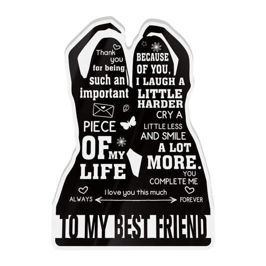 To My Best Friend Poem Black Silhouette Portrait Acrylic Plaque Block Free-Standing Sign Gift Keepsake For Bestie Best Friends Friendship For Birthday Present Special Occasion