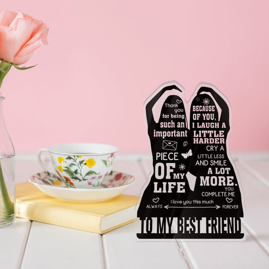 To My Best Friend Poem Black Silhouette Portrait Acrylic Plaque Block Free-Standing Sign Gift Keepsake For Bestie Best Friends Friendship For Birthday Present Special Occasion