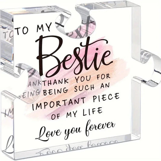 To My Bestie Puzzle-Shaped Block Acrylic Plaque Birthday BFF Sign