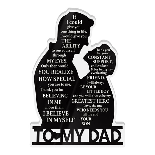 To My Dad Poem Black Silhouette Portrait Acrylic Plaque Block Free-Standing Sign Gift Keepsake For Dad Father For Birthday Father's Day Special Occasion