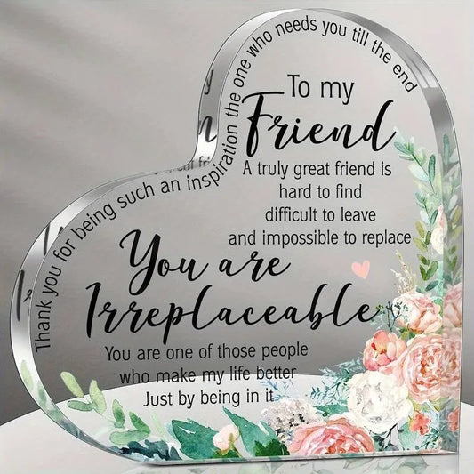 To My Friend Heart-Shaped Block Acrylic Plaque Birthday Friendship BFF