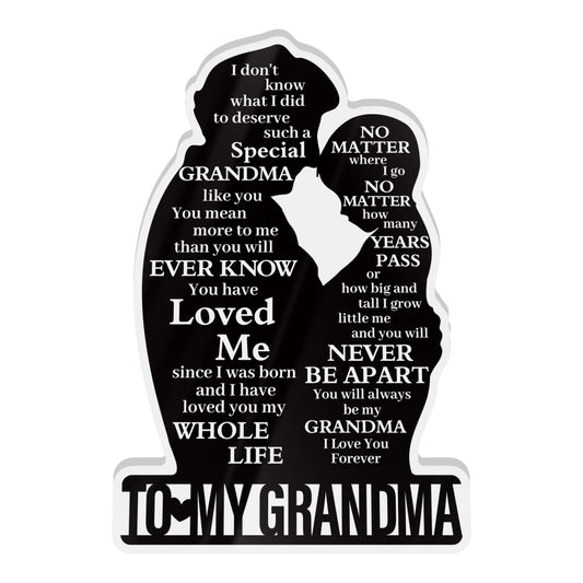 To My Grandma Poem Black Silhouette Portrait Acrylic Plaque Block Free-Standing Sign Gift Keepsake For Grandma Grandmother For Birthday Special Occasion