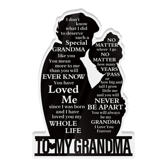To My Grandma Poem Black Silhouette Portrait Acrylic Plaque Block Free-Standing Sign Gift Keepsake For Grandma Grandmother For Birthday Special Occasion