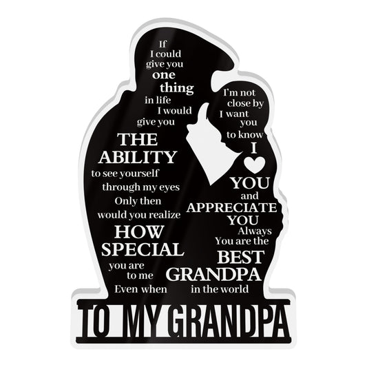 To My Grandpa Poem Black Silhouette Portrait Acrylic Plaque Block Free-Standing Sign Gift Keepsake For Grandpa Grandfather For Birthday Special Occasion