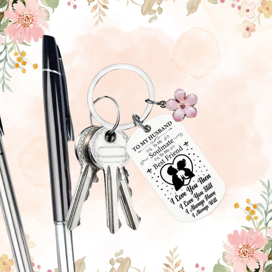 To My Husband Soulmate Keychain Stunning Lovely Message Engraved Keyring For Husband Partner For Birthday Anniversary Valentine's Day Special Occasion