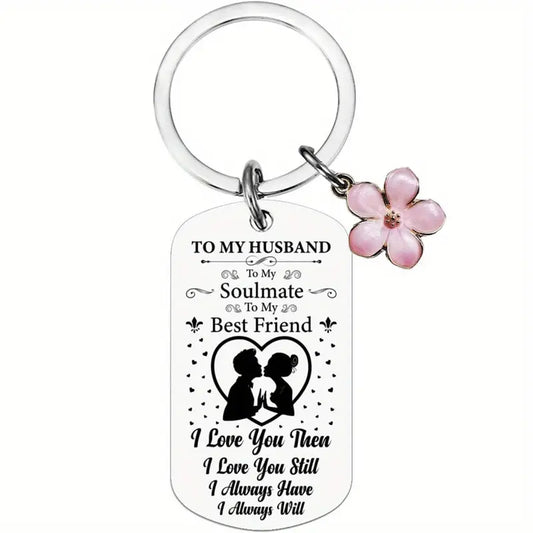 To My Husband Soulmate Keychain Stunning Lovely Message Engraved Keyring