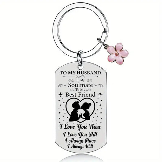 To My Husband Soulmate Keychain Stunning Lovely Message Engraved Keyring