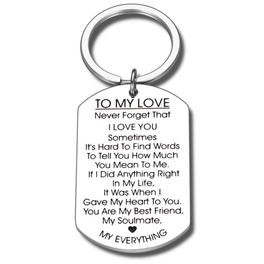 To My Love Engraved Keychain Gift For Boyfriend Girlfriend Partner Couples For Birthday Anniversary Valentine's Day Special Occasion