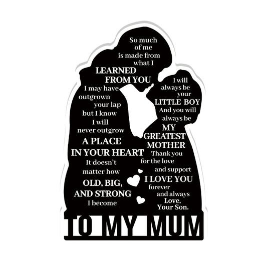To My Mum Poem Black Silhouette Portrait Acrylic Plaque Block Free-Standing Sign Gift Keepsake For Mum Mother For Birthday Mother's Day Special Occasion