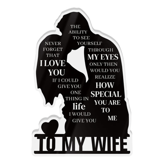 To My Wife Poem Black Silhouette Portrait Acrylic Plaque Block Free-Standing Sign Gift Keepsake For Wife For Birthday Valentine's Day Anniversary