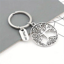 Tree Of Life Thank You Charm Keychain Silver Metal Spiritual Key Ring