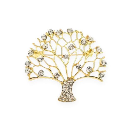Tree Of Life Crystal Brooch With Sparkly Rhinestones Pin Blouse Dress Coat Scarf Brooch Collar Classy Lapel Pin Women's Decorative Statement Lapel Pins Jewellery For Women