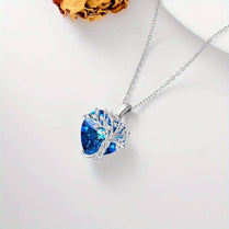 Tree Of Life Blue Rhinestone Crystal Spiritual Pendant Charm Necklace