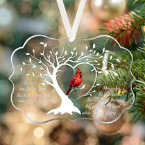 Tree of Life Memorial Ornament with Red Cardinal Sympathy Keepsake Gift Hanging Plaque