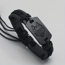 Men's Trendy Adjustable Punk Style Wolf Head Braided Bracelet