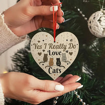 "Yes, I Really Do Love Cats" Heart-Shaped Wooden Cat-Themed Hanging Sign Pet Ornament