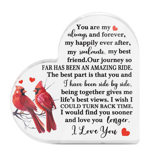 You Are My Always & Forever Acrylic Plaque Heart-Shaped Block Gift Free-Standing Sign Keepsake For Girlfriend Boyfriend Wife Husband Partner Couples For Birthday Valentine's Day Anniversary