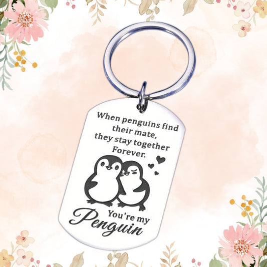 You're My Penguin Stainless Steel Keychain Partner Keyring Gift For Girlfriend Boyfriend Partner Couples For Birthday Anniversary Valentine's Day Special Occasion