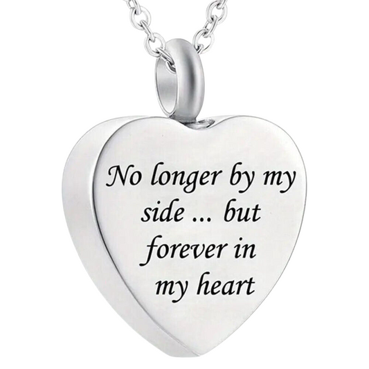Cremation Jewellery Engraved Message Urn Necklace Pendant Ashes Locket Keepsake in Stainless Steel Gift For Loss Of Loved One Bereavement Sympathy Remembrance