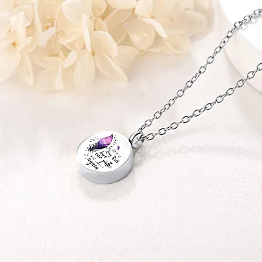 Our Paths Will Cross Again Ashes Necklace Memorial Pendant Ashes Locket Cremation Urn Keepsake in Stainless Steel Gift For Loss Of Loved One Bereavement Sympathy Remembrance