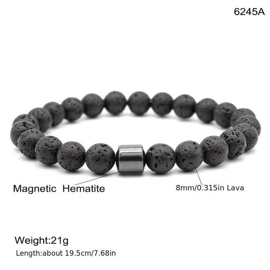 Stylish Bracelet Bangle Magnetic Charm Energy Bead Hematite Lava Volcanic Stones