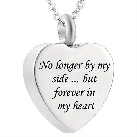 Cremation Jewellery Engraved Message Urn Necklace Pendant Ashes Locket Keepsake in Stainless Steel